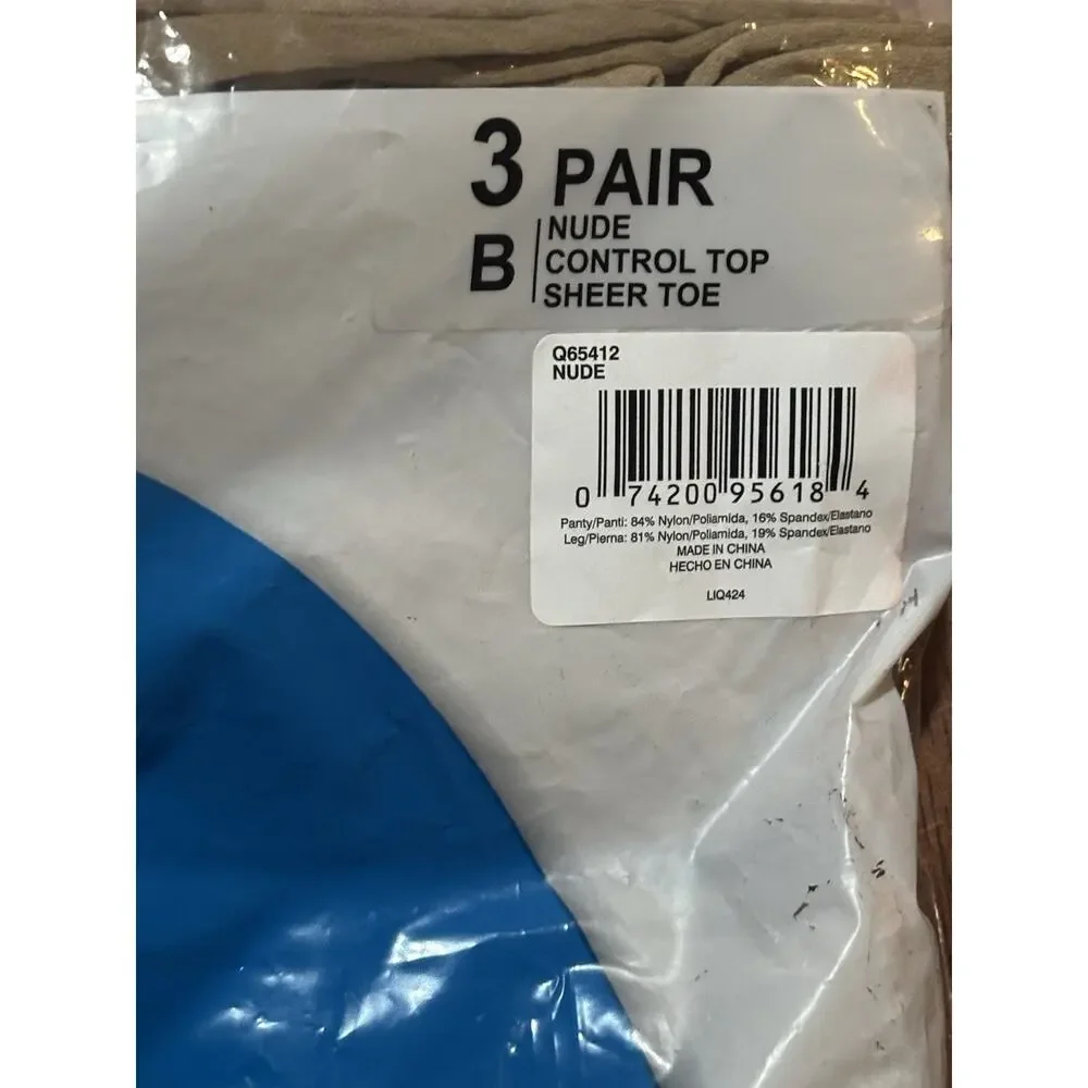 Lot Of 2 Legg’s Sheer Energy Control Top Pantyhose 3 Pack Size B Nude 6 Pairs